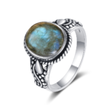 Labradorite Stone Ring Oval Trendy Jewelry Women Men Gifts