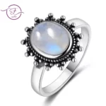 Moonstone Wedding Ring 925 Steel Silver Jewelry Gift