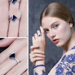 Created Blue Sapphire ring 073-03