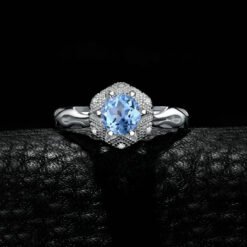 blue topaz silver ring 081-02