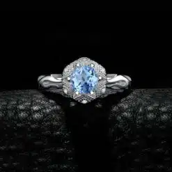 blue topaz silver ring 081-02