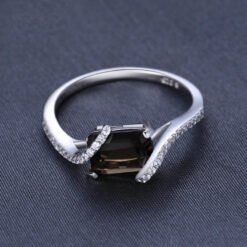 emerald cut smoky quartz ring 045-04