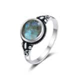 Natural Stone Rings Simple 925 Sterling Silver Jewelry