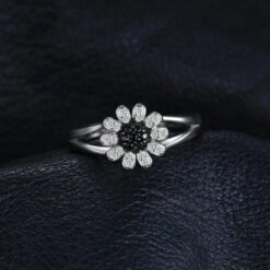 Black Spinel silver ring 104-02