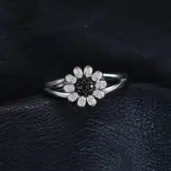 Black Spinel silver ring 104-02