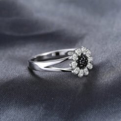 Black Spinel silver ring 104-04
