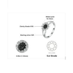 Black Spinel silver ring 104-05