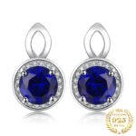 Blue Sapphire Stud Earrings For Women Sterling Silver