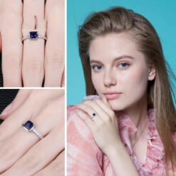 Blue Sapphire silver ring 108-03