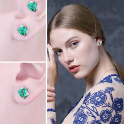 Emerald Silver Stud Earrings 145-02