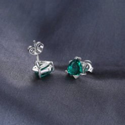 Emerald Silver Stud Earrings 145-06