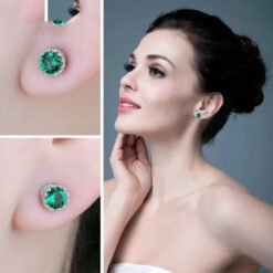 Green stone earrings 187-03