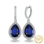 Blue Sapphire Dangle Earrings 925 Sterling Silver