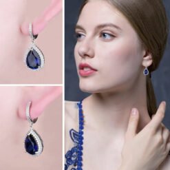 blue sapphire dangle earrings 163-03