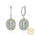 Clip On Earrings Green Amethyst Peridot Dangle Earrings