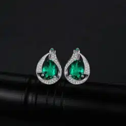 emerald earrings with diamonds 201-02