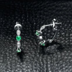 emerald silver earrings 222-02