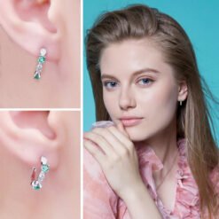 emerald silver earrings 222-03