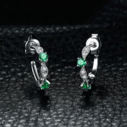 emerald silver earrings 222-04