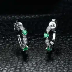 emerald silver earrings 222-04