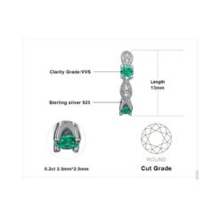 emerald silver earrings 222-05