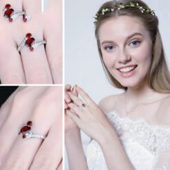 garnet silver ring -09003