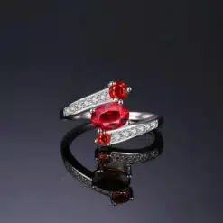 garnet silver ring -09004
