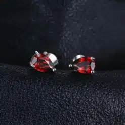 garnet stud earrings 155-02