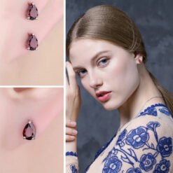 garnet stud earrings 155-03