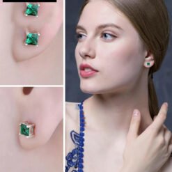 green silver earrings 202-03
