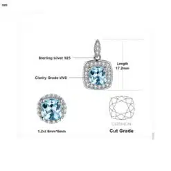 Alternative view of Jewelry Set For Wedding Blue Topaz Earrings Pendant Ring