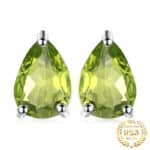 Pear Shaped Earrings Genuine Peridot Studs For Women