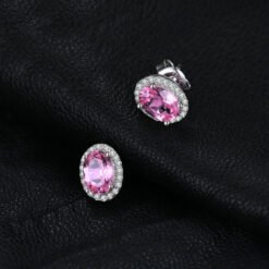 pink sapphire earrings studs 227-04