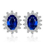 Sapphire Earrings Princess 925 Sterling Silver Stud Earrings