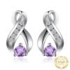 silver earrings with stones 223-01
