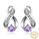 Silver Earrings With Stones Purple Amethyst Women Jewelry