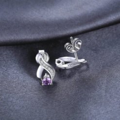 silver earrings with stones 223-09