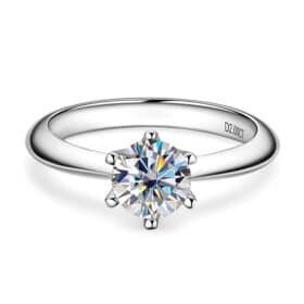 Brilliant Round 925 Silver Women Moissanite Ring