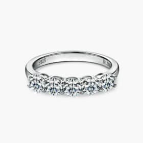 Moissanite Ring For Women Five Stone 4mm Wedding Band