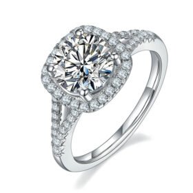 Moissanite Engagement Ring 1.5/2/3 CT 18K White Gold