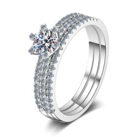 Bridal Ring Sets Women Silver Moissanite Bands