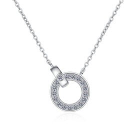 Circle Necklace Moissanite Silver Chain