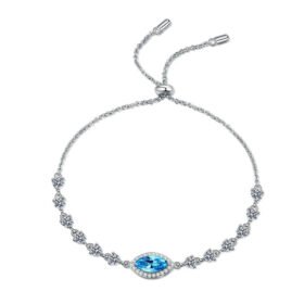 Colored Moissanite Jewelry Blue Eye Stone Sterling Silver