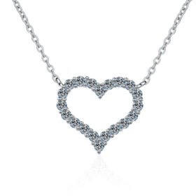 Heart Necklace Moissanite Pendant Silver Chain