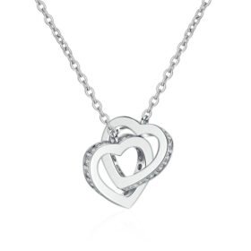 Heart Pendant Necklace Rose Gold Silver Color With Moissanite