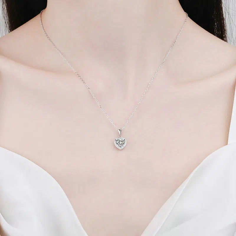 heart pendant necklace silver 385-005