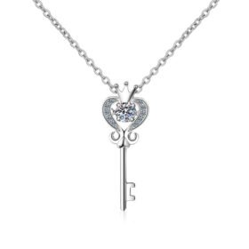 key necklace silver Moissanite Pendant Chain
