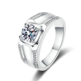 Men Rings Online 1 Carat Sqaure Silver