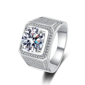 Mens Wedding Bands 2 Carat 5 Carat Moissanite Ring