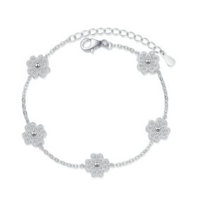 Moissanite Bracelets Four Leaf Clover Five Flowers